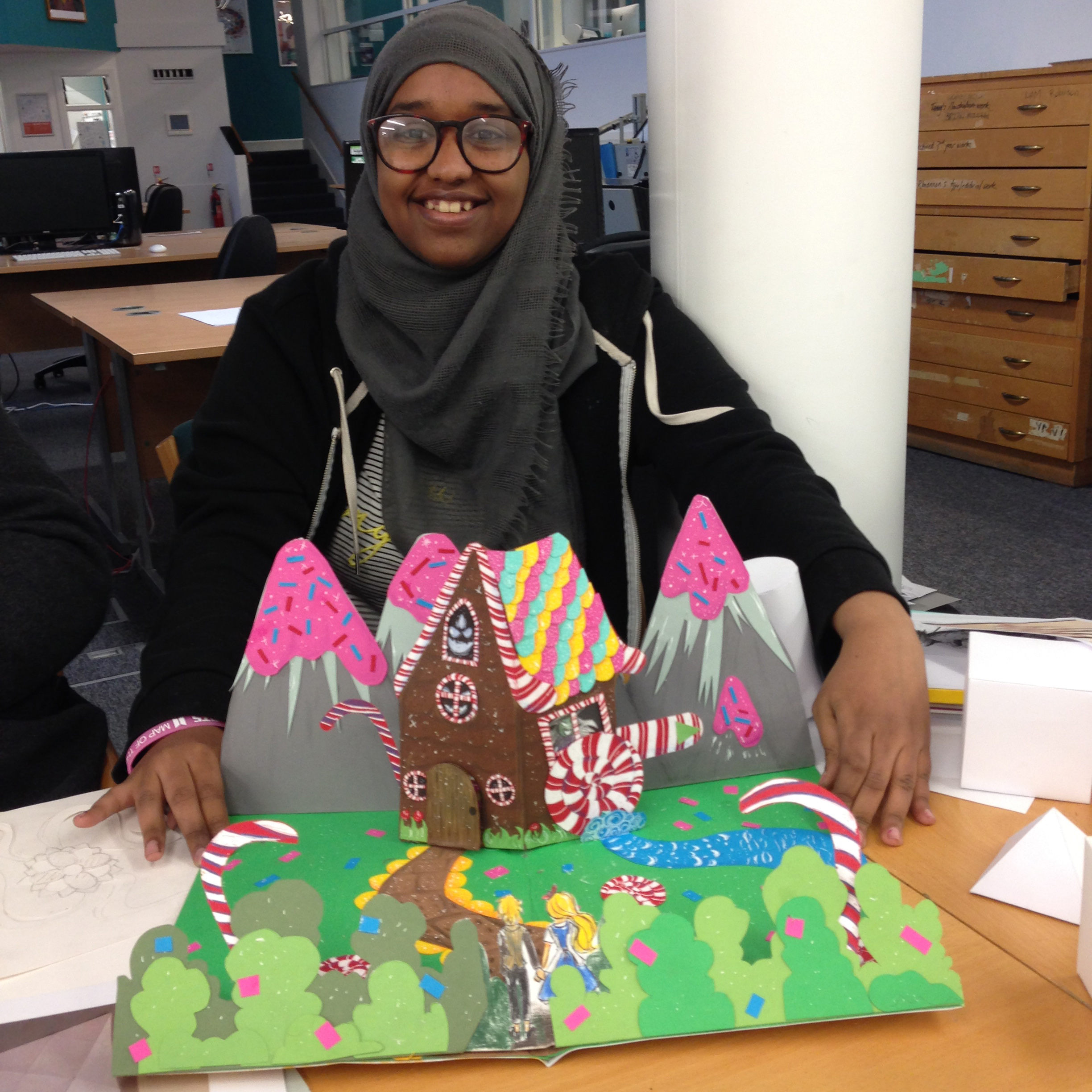 Illustration student Ahlam Abdo and her pop-up book