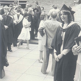 female student at graduation early 1980s