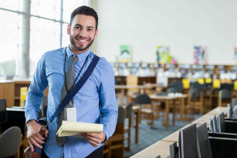 Teaching student, Male with satchel