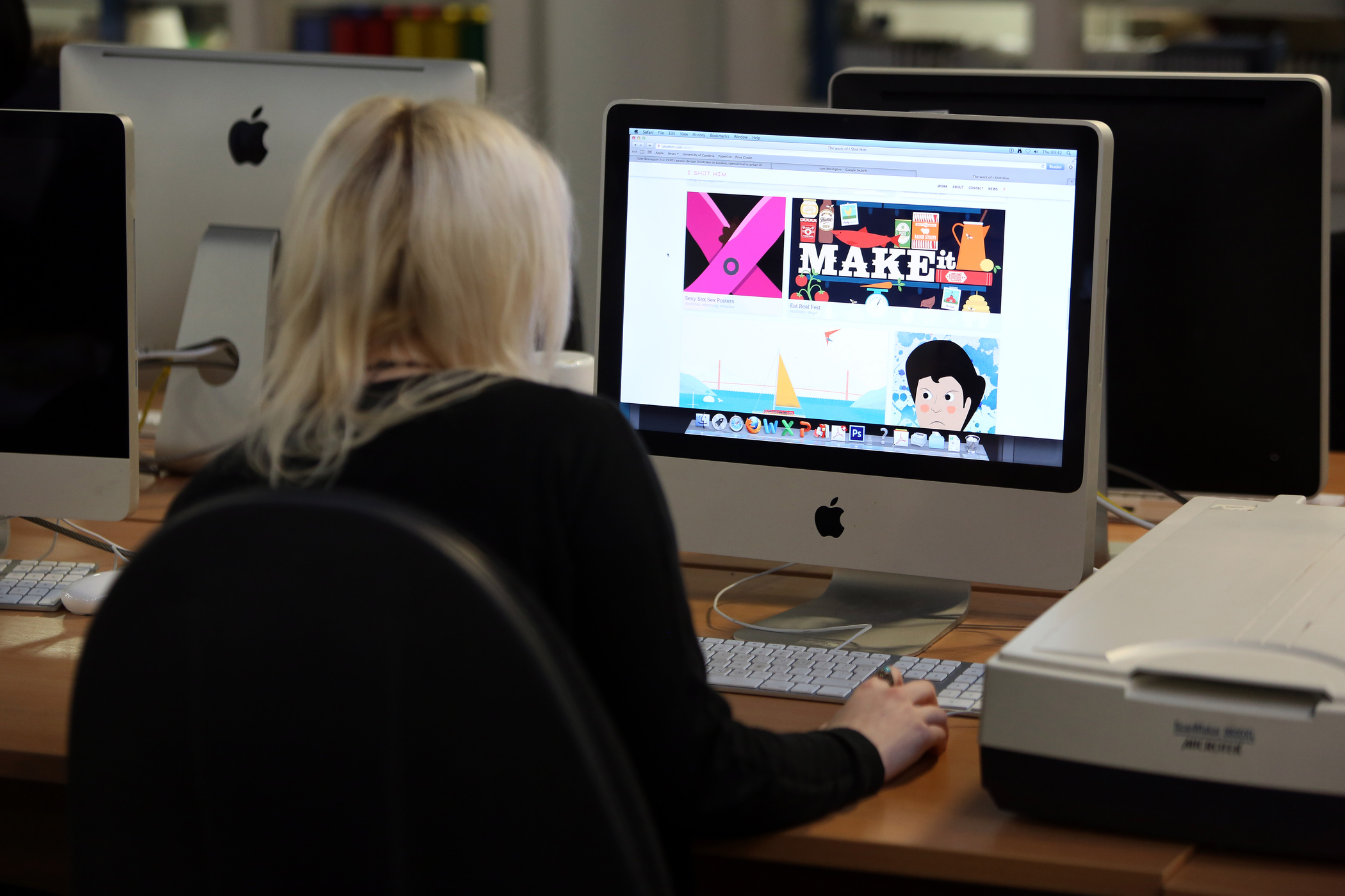 A computer screen showing colourful designs. A computer screen showing colourful designs.