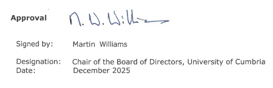 Signed by Martin Williams. December 2025