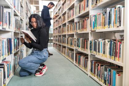 University students in a library