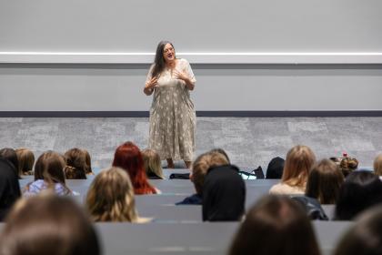 University students listening to an academic