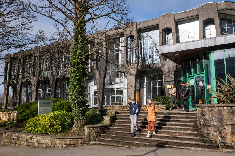 Students outside Library