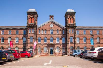 A large brick building.
