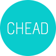 CHEAD circular logo on turquoise background.