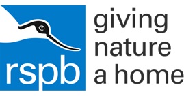 A bird framed in a blue background with the letters 'rspb' underneath. The slogan on the right reads 