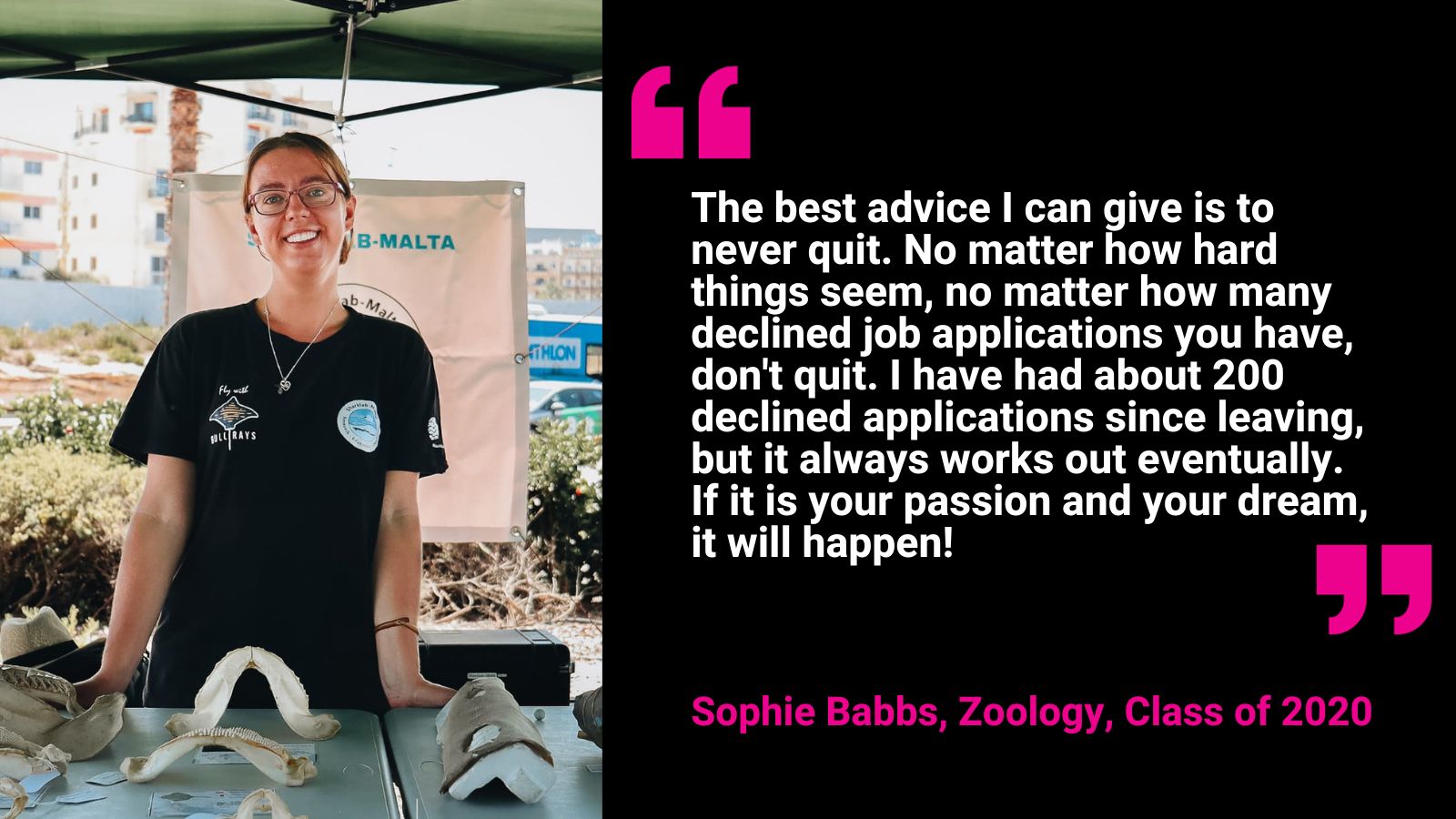 Alumni spotlight: Sophie Babbs, Zoology, class of 2020 name