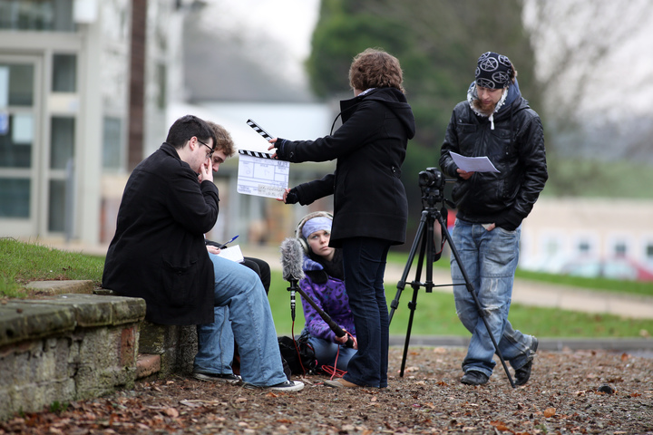 Film and TV students working on campus