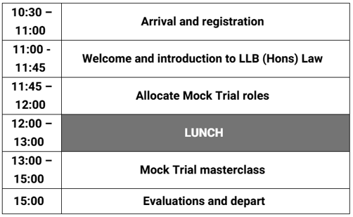 Law Mock Trial Example Programme, 