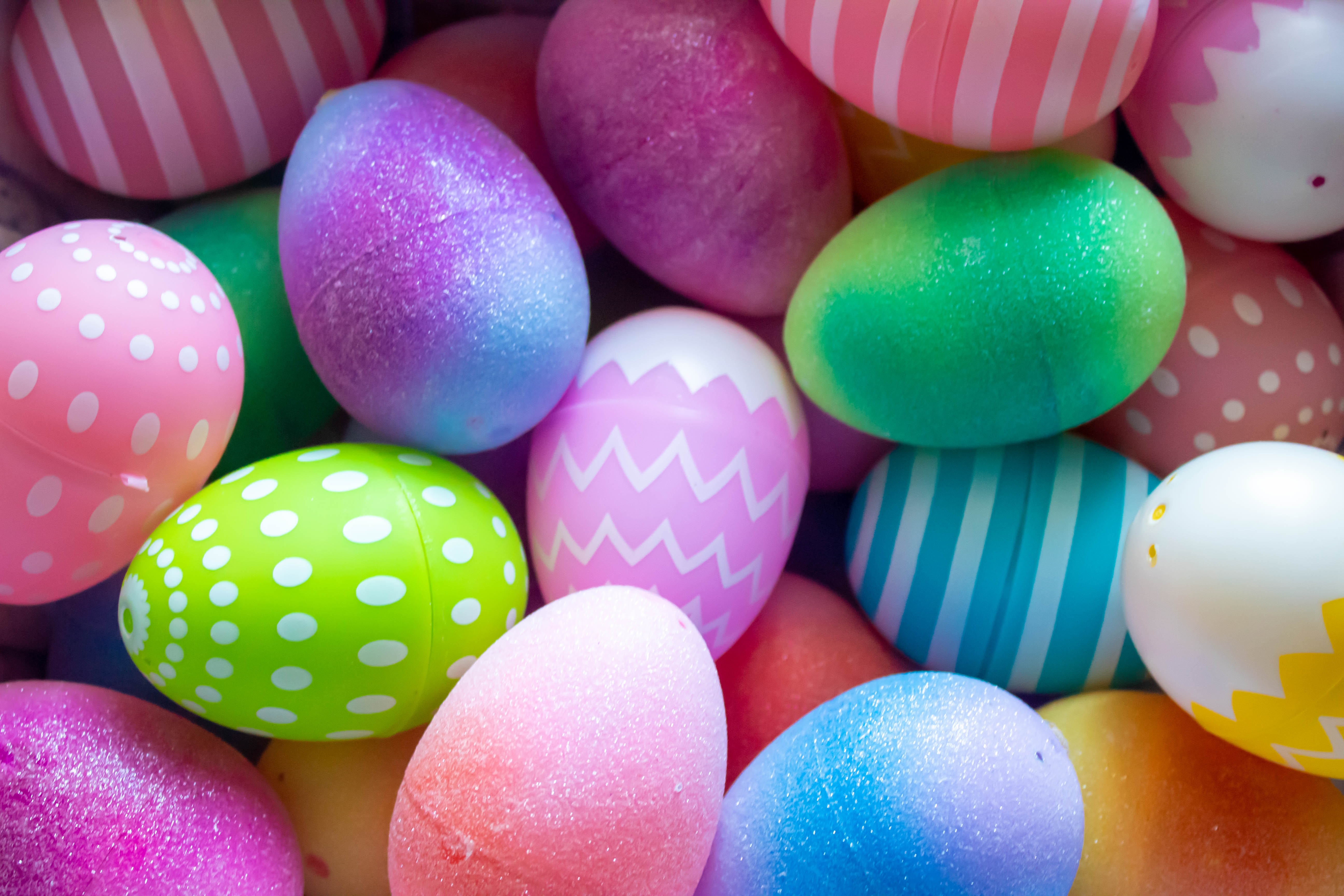 Easter Egg Decorating, close up of decorated Easter eggs