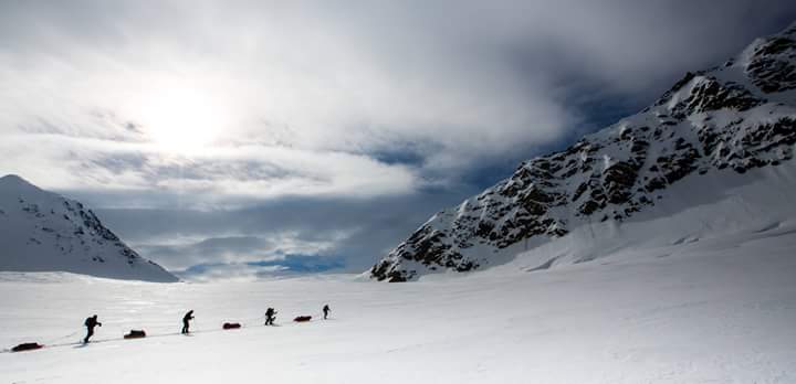 Aaran Laird,  Aaran Laird: people hiking through rough snowy terrain 