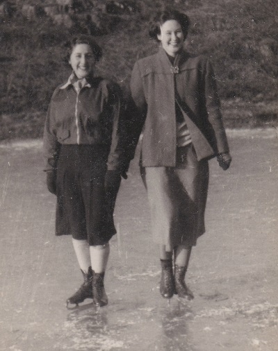 Audrey Wright ice skating, Dancing on Ice, Audrey Wright, left, during her time at Charlotte Mason College