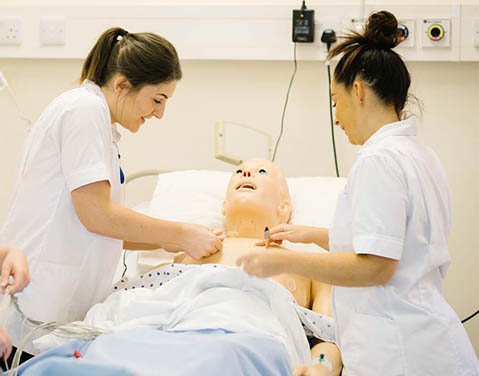 Nursing students working 
