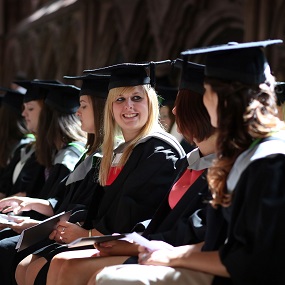 Students sat in their graduation 