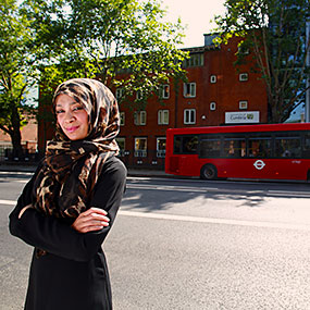 Student stood outside London campus