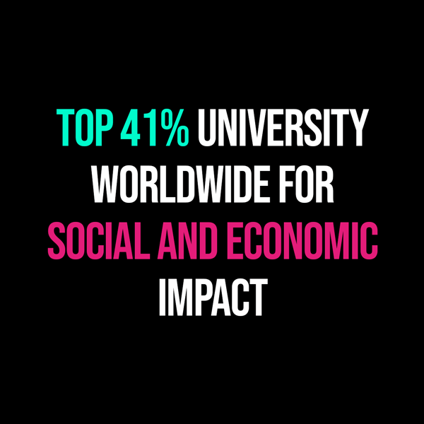 Top 41% university worldwide for social and economic impact