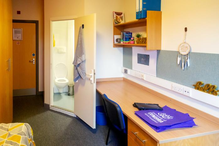 Carrock Halls of Residence Bedroom Facing Bathroom