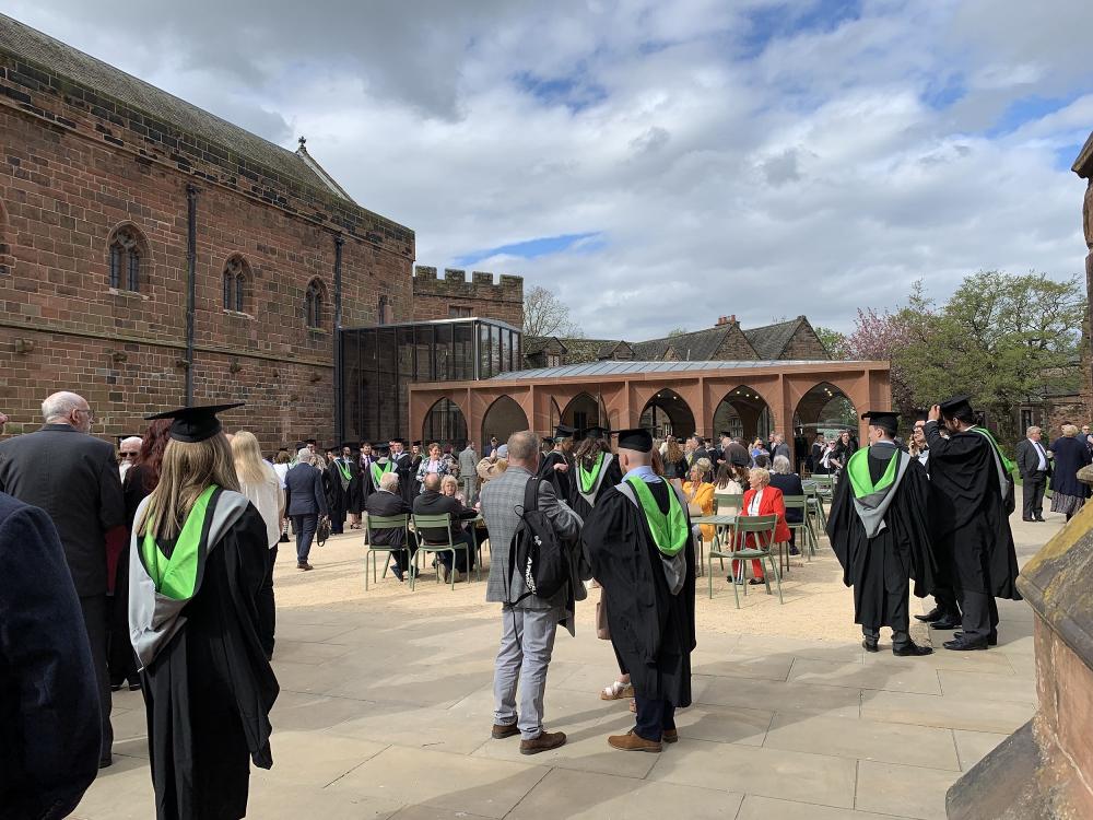 Graduands gathering at the Cathedral