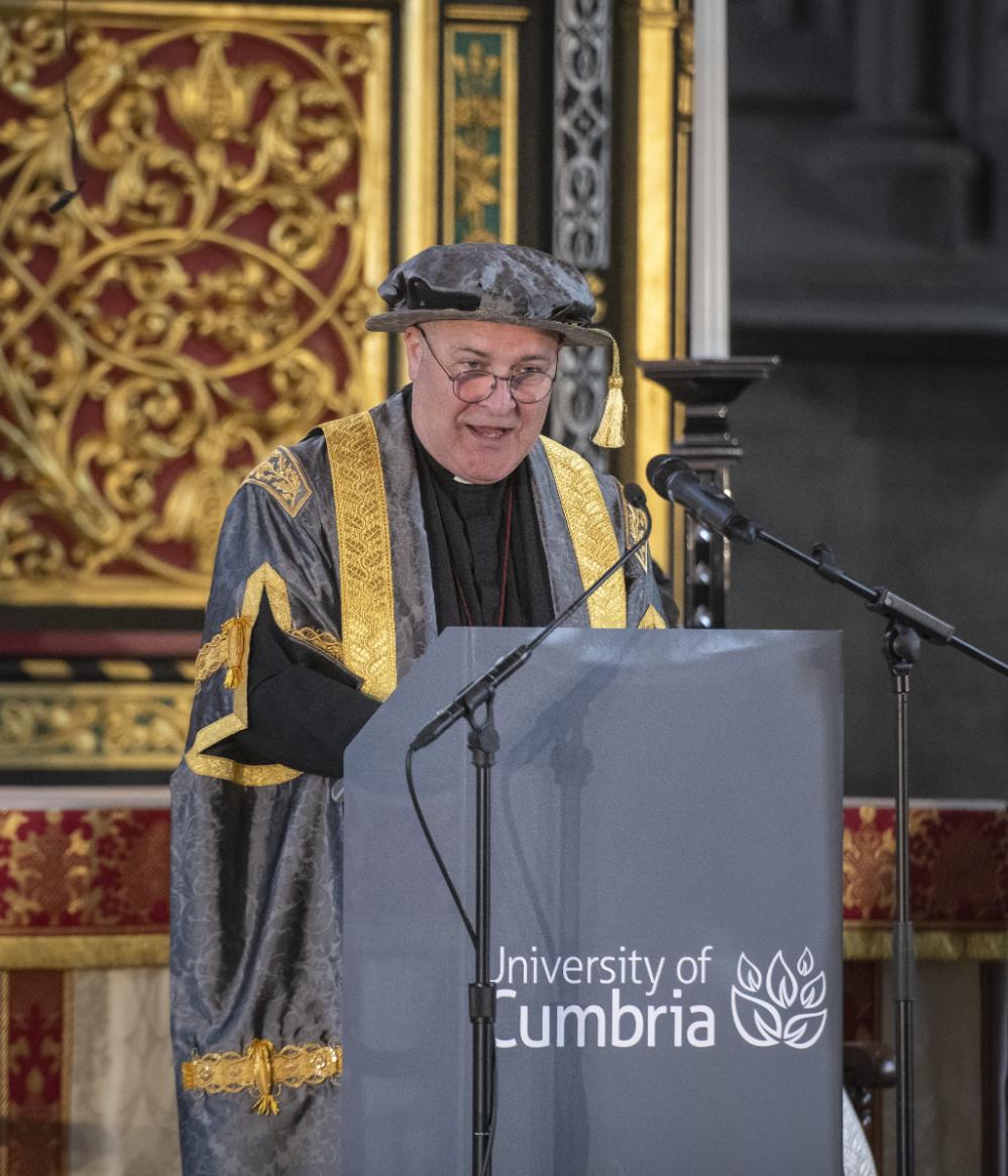 The Chancellor giving his speech