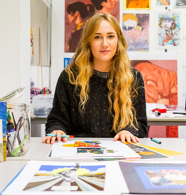 working in a studio