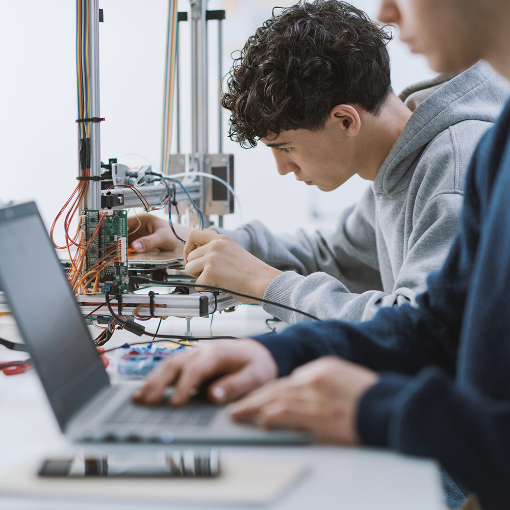 Students working on a project in the lab
