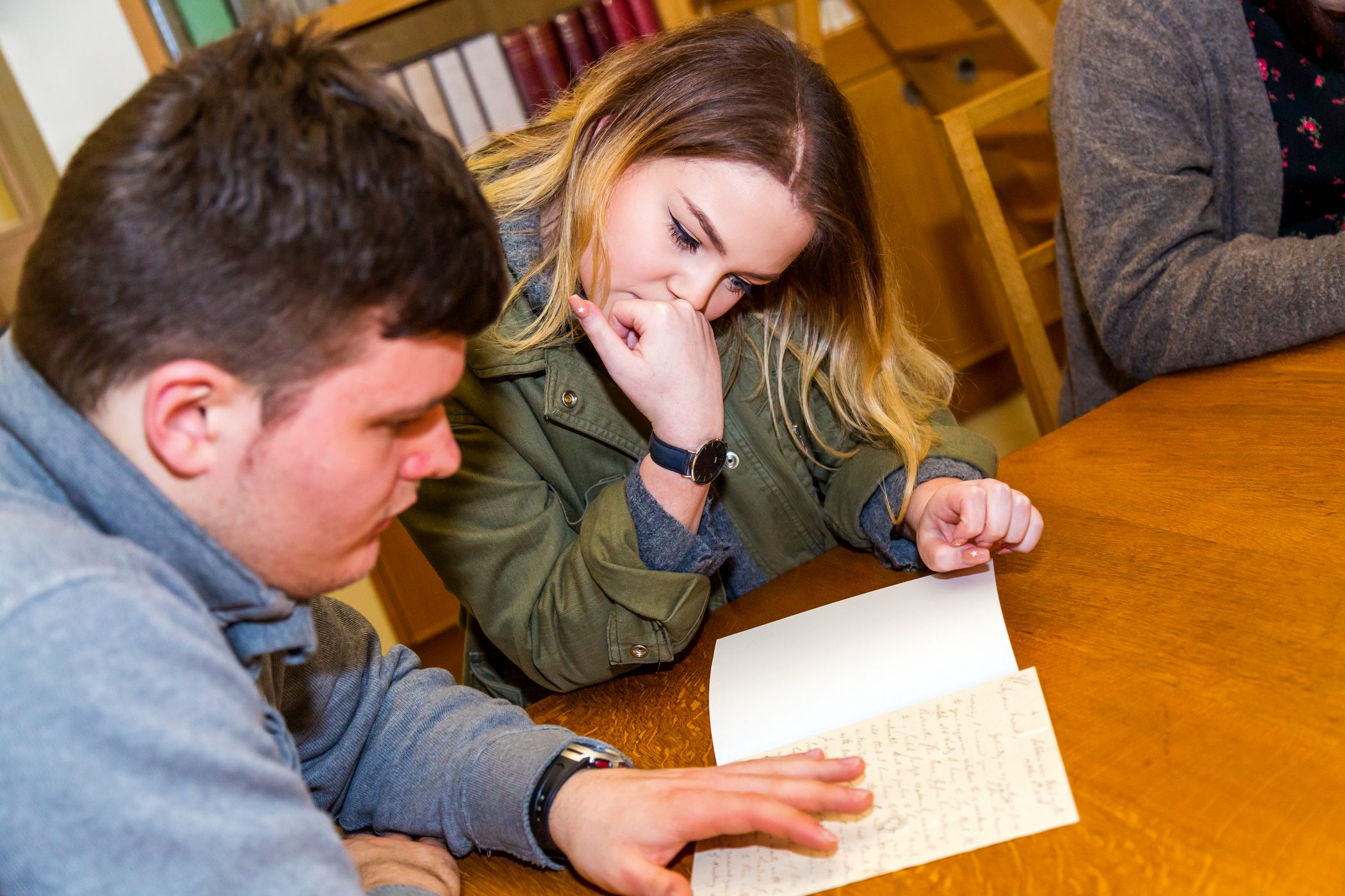 Literature students reading Dorothy Wordsworth journal.