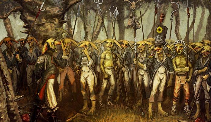 Concept art of humanoid creatures. 