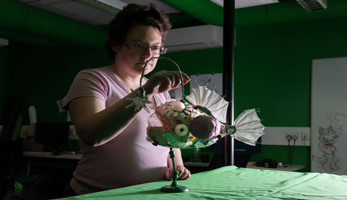 Student presenting work