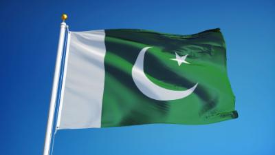 Pakistan flag on a pole.