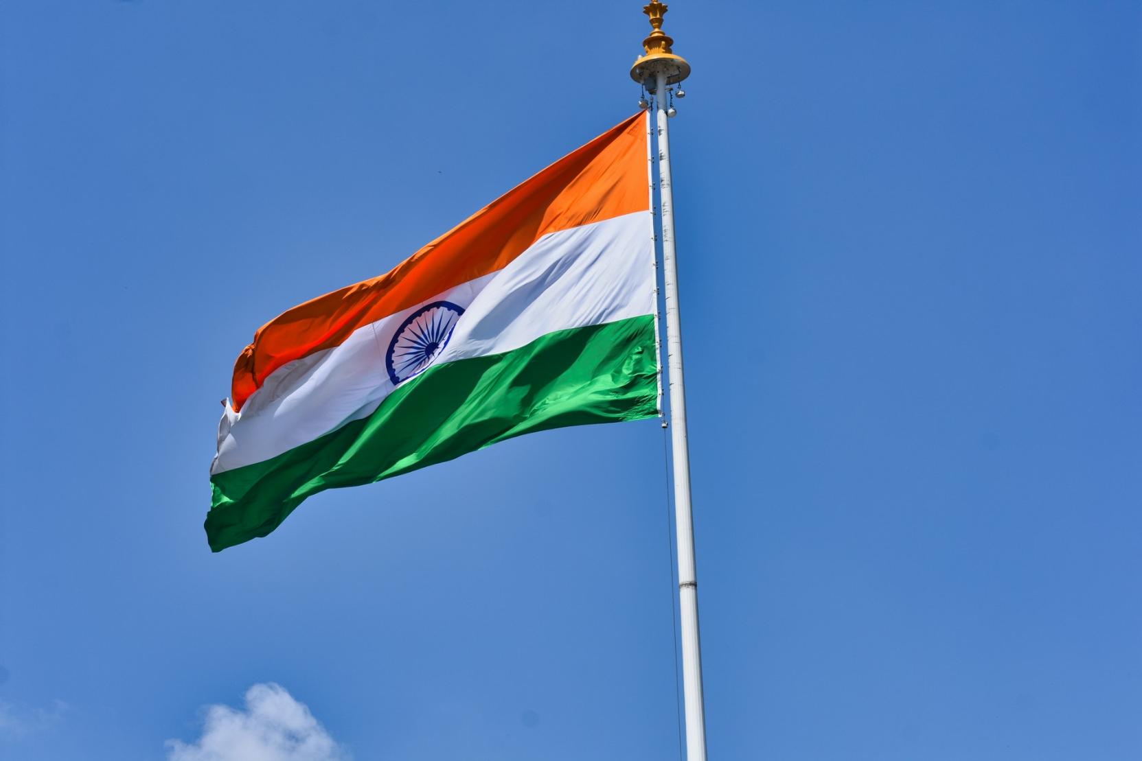 Indian flag on a pole.