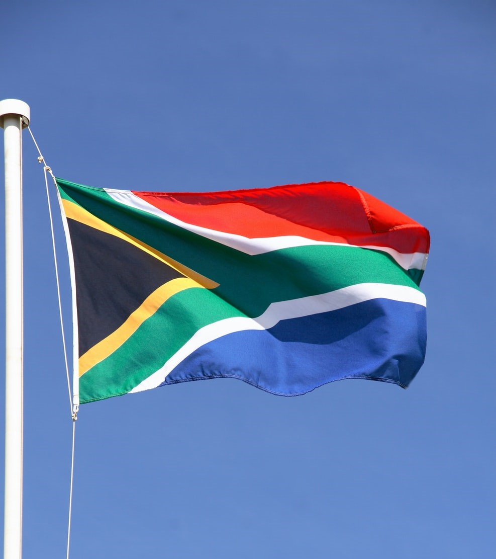 South African flag on a pole.