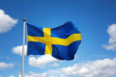 Swedish flag on a pole.