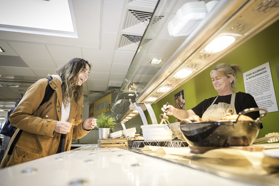 Student getting breakfast